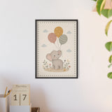 Elephant Balloons Framed Nursery Poster, Storybook Kids Room Wall Art, A4 A3 Size — 6ad866da9136e3edae0e5e23_96250_81024_context-2
