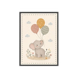 Elephant Balloons Framed Nursery Poster, Storybook Kids Room Wall Art, A4 A3 Size — 6ad866da9136e3edae0e5e23_96250_80279_front