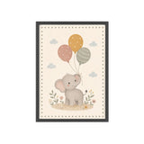 Elephant Balloons Framed Nursery Poster, Storybook Kids Room Wall Art, A4 A3 Size — 6ad866da9136e3edae0e5e23_96262_80266_front