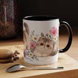 Exotic Shorthair Mug, Cute Watercolor Cat Coffee Cup, Floral Pet Lover Gift, 11oz 15oz Ceramic Accent Mug — 11oz / Black — context-1