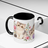 Exotic Shorthair Mug, Cute Watercolor Cat Coffee Cup, Floral Pet Lover Gift, 11oz 15oz Ceramic Accent Mug — 11oz / Black — context-2