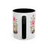 Exotic Shorthair Mug, Cute Watercolor Cat Coffee Cup, Floral Pet Lover Gift, 11oz 15oz Ceramic Accent Mug — 11oz / Black — back