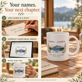 How to personalize this gift: enter your details, approve your email proof, then made for you. Names are examples; props are not included.