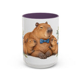 Father's Day Capybara Mug, Relaxed Papa, Cute Animal Lover Gift, Watercolor Ceramic Coffee Cup, 11oz 15oz — 15oz / Purple — front