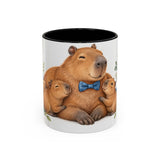 Father's Day Capybara Mug, Relaxed Papa, Cute Animal Lover Gift, Watercolor Ceramic Coffee Cup, 11oz 15oz — 11oz / Black — front