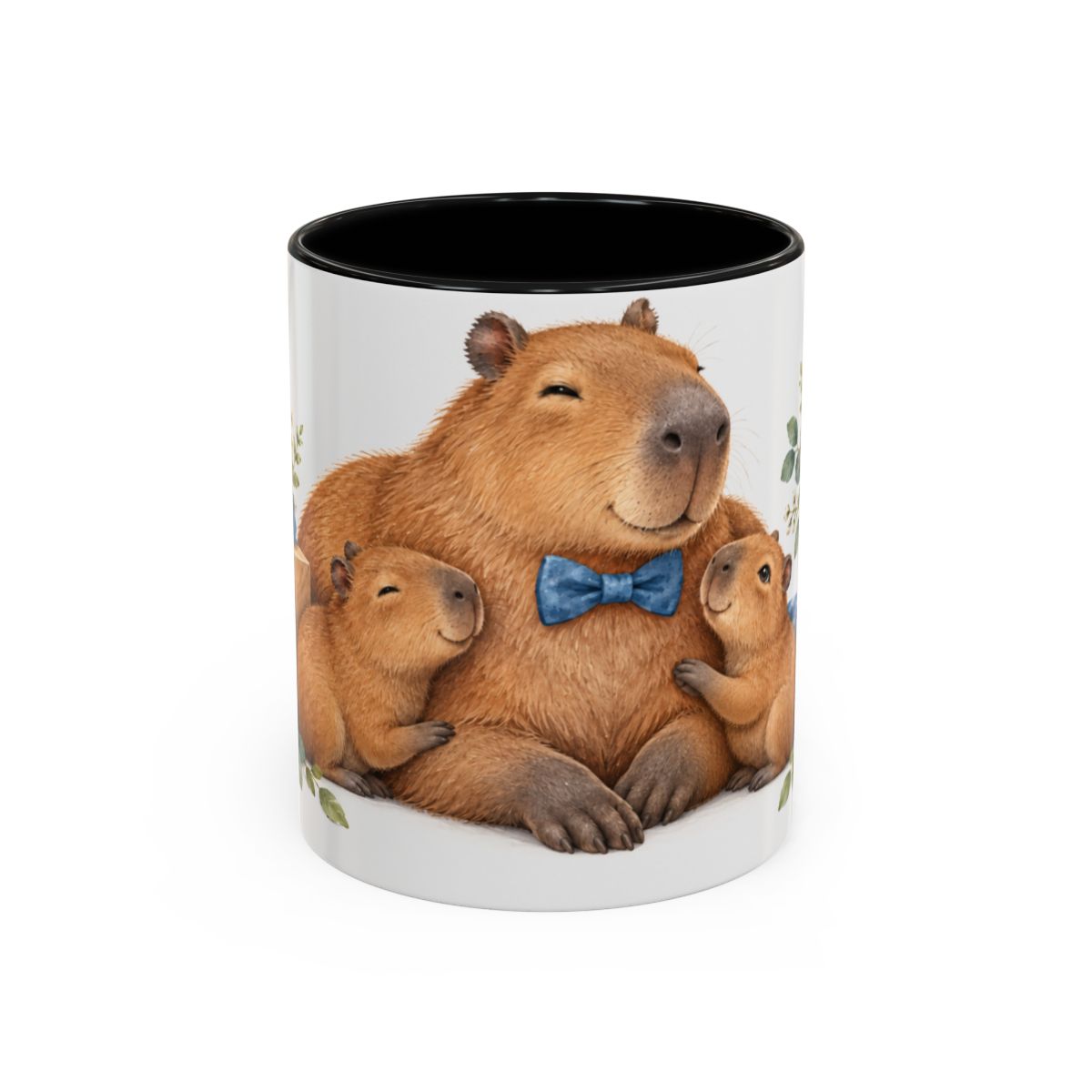Father's Day Capybara Mug, Relaxed Papa, Cute Animal Lover Gift, Watercolor Ceramic Coffee Cup, 11oz 15oz — 11oz / Black — front