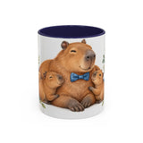 Father's Day Capybara Mug, Relaxed Papa, Cute Animal Lover Gift, Watercolor Ceramic Coffee Cup, 11oz 15oz — 11oz / Navy — front