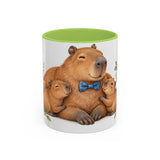 Father's Day Capybara Mug, Relaxed Papa, Cute Animal Lover Gift, Watercolor Ceramic Coffee Cup, 11oz 15oz — 11oz / Light Green — front