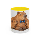 Father's Day Capybara Mug, Relaxed Papa, Cute Animal Lover Gift, Watercolor Ceramic Coffee Cup, 11oz 15oz — 11oz / Yellow — front