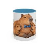 Father's Day Capybara Mug, Relaxed Papa, Cute Animal Lover Gift, Watercolor Ceramic Coffee Cup, 11oz 15oz — 11oz / Light Blue — front
