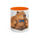 Father's Day Capybara Mug, Relaxed Papa, Cute Animal Lover Gift, Watercolor Ceramic Coffee Cup, 11oz 15oz — 11oz / Orange — front