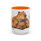 Father's Day Capybara Mug, Relaxed Papa, Cute Animal Lover Gift, Watercolor Ceramic Coffee Cup, 11oz 15oz — 15oz / Orange — front