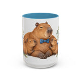 Father's Day Capybara Mug, Relaxed Papa, Cute Animal Lover Gift, Watercolor Ceramic Coffee Cup, 11oz 15oz — 15oz / Light Blue — front
