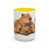 Father's Day Capybara Mug, Relaxed Papa, Cute Animal Lover Gift, Watercolor Ceramic Coffee Cup, 11oz 15oz — 15oz / Yellow — front