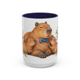 Father's Day Capybara Mug, Relaxed Papa, Cute Animal Lover Gift, Watercolor Ceramic Coffee Cup, 11oz 15oz — 15oz / Navy — front