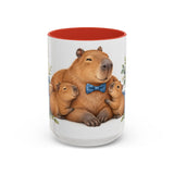 Father's Day Capybara Mug, Relaxed Papa, Cute Animal Lover Gift, Watercolor Ceramic Coffee Cup, 11oz 15oz — 15oz / Red — front