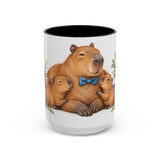 Father's Day Capybara Mug, Relaxed Papa, Cute Animal Lover Gift, Watercolor Ceramic Coffee Cup, 11oz 15oz — 15oz / Black — front