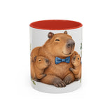 Father's Day Capybara Mug, Relaxed Papa, Cute Animal Lover Gift, Watercolor Ceramic Coffee Cup, 11oz 15oz — 11oz / Red — front