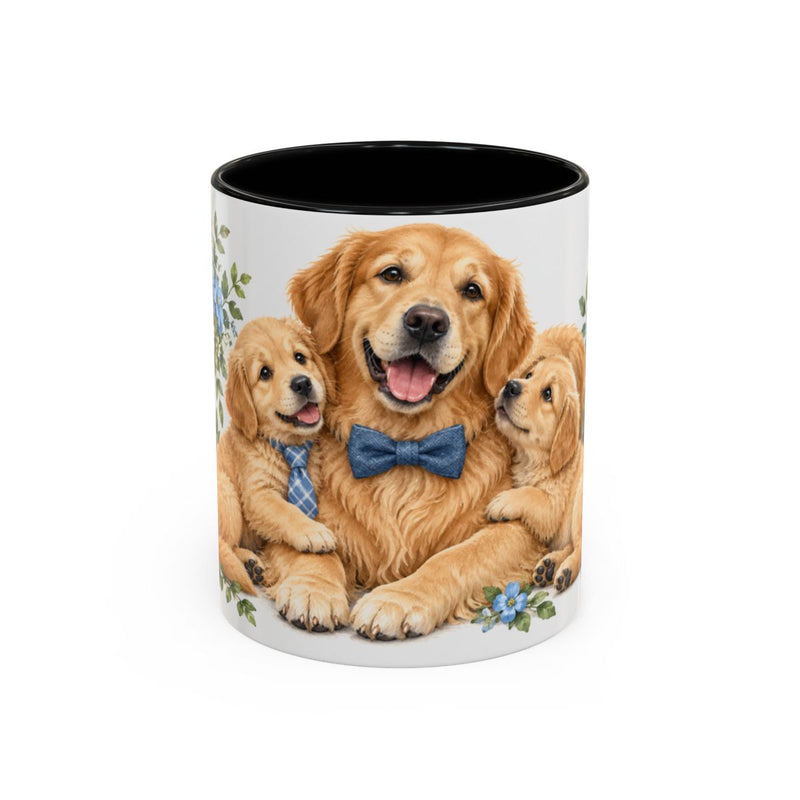 Father's Day Golden Retriever Mug, Golden Dad, Cute Animal Lover Gift, Watercolor Ceramic Coffee Cup, 11oz 15oz — 11oz / Black — front