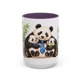 Father's Day Panda Mug, Panda Papa, Cute Animal Lover Gift, Watercolor Ceramic Coffee Cup, 11oz 15oz — 15oz / Purple — front