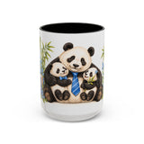 Father's Day Panda Mug, Panda Papa, Cute Animal Lover Gift, Watercolor Ceramic Coffee Cup, 11oz 15oz — 15oz / Black — front