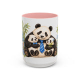 Father's Day Panda Mug, Panda Papa, Cute Animal Lover Gift, Watercolor Ceramic Coffee Cup, 11oz 15oz — 15oz / Pink — front