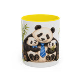 Father's Day Panda Mug, Panda Papa, Cute Animal Lover Gift, Watercolor Ceramic Coffee Cup, 11oz 15oz — 11oz / Yellow — front
