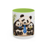 Father's Day Panda Mug, Panda Papa, Cute Animal Lover Gift, Watercolor Ceramic Coffee Cup, 11oz 15oz — 11oz / Light Green — front