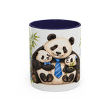 Father's Day Panda Mug, Panda Papa, Cute Animal Lover Gift, Watercolor Ceramic Coffee Cup, 11oz 15oz — 11oz / Navy — front