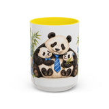 Father's Day Panda Mug, Panda Papa, Cute Animal Lover Gift, Watercolor Ceramic Coffee Cup, 11oz 15oz — 15oz / Yellow — front