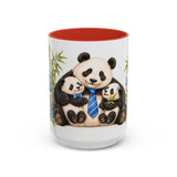 Father's Day Panda Mug, Panda Papa, Cute Animal Lover Gift, Watercolor Ceramic Coffee Cup, 11oz 15oz — 15oz / Red — front