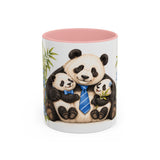 Father's Day Panda Mug, Panda Papa, Cute Animal Lover Gift, Watercolor Ceramic Coffee Cup, 11oz 15oz — 11oz / Pink — front