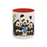 Father's Day Panda Mug, Panda Papa, Cute Animal Lover Gift, Watercolor Ceramic Coffee Cup, 11oz 15oz — 11oz / Red — front