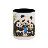 Father's Day Panda Mug, Panda Papa, Cute Animal Lover Gift, Watercolor Ceramic Coffee Cup, 11oz 15oz — 11oz / Black — front
