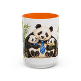 Father's Day Panda Mug, Panda Papa, Cute Animal Lover Gift, Watercolor Ceramic Coffee Cup, 11oz 15oz — 15oz / Orange — front