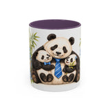 Father's Day Panda Mug, Panda Papa, Cute Animal Lover Gift, Watercolor Ceramic Coffee Cup, 11oz 15oz — 11oz / Purple — front