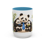 Father's Day Panda Mug, Panda Papa, Cute Animal Lover Gift, Watercolor Ceramic Coffee Cup, 11oz 15oz — 15oz / Light Blue — front