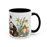Father's Day Panda Mug, Panda Papa, Cute Animal Lover Gift, Watercolor Ceramic Coffee Cup, 11oz 15oz — 11oz / Black — right