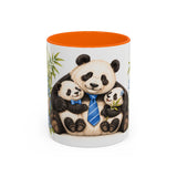 Father's Day Panda Mug, Panda Papa, Cute Animal Lover Gift, Watercolor Ceramic Coffee Cup, 11oz 15oz — 11oz / Orange — front