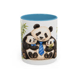 Father's Day Panda Mug, Panda Papa, Cute Animal Lover Gift, Watercolor Ceramic Coffee Cup, 11oz 15oz — 11oz / Light Blue — front