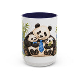 Father's Day Panda Mug, Panda Papa, Cute Animal Lover Gift, Watercolor Ceramic Coffee Cup, 11oz 15oz — 15oz / Navy — front