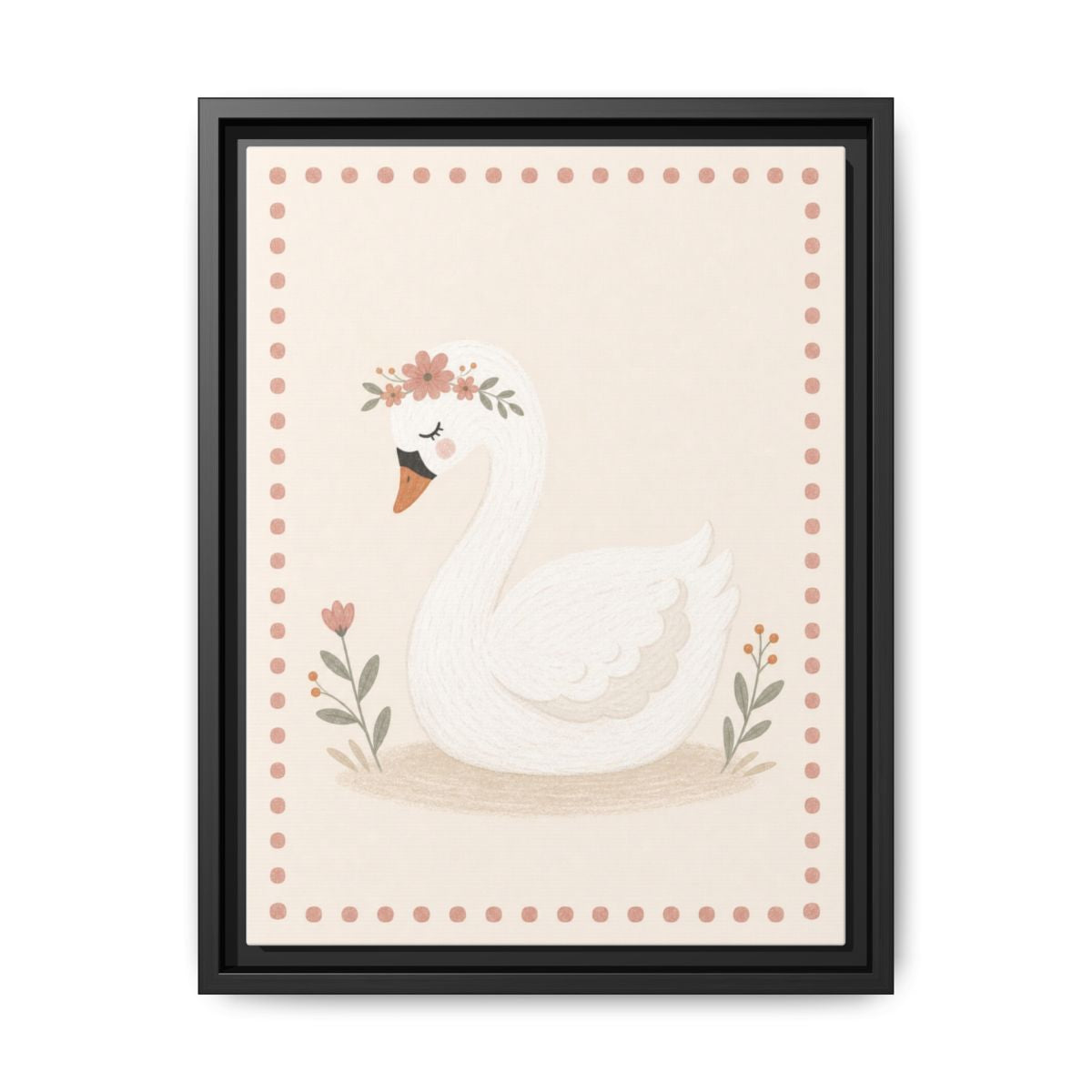 Flower Swan Framed Nursery Canvas, Storybook Kids Room Wall Art, 12x16 18x24 — 6ad8667e9136e3edae0e5db7_88292_103215_front