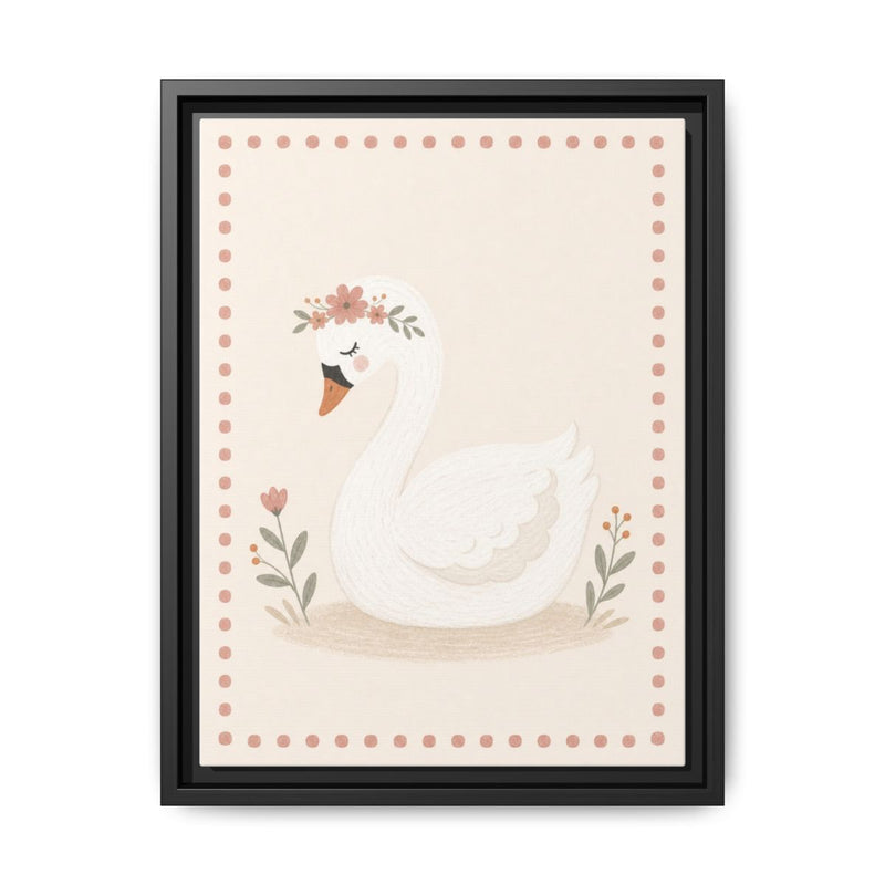 Flower Swan Framed Nursery Canvas, Storybook Kids Room Wall Art, 12x16 18x24 — 6ad8667e9136e3edae0e5db7_88292_103215_front