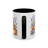 Fox Mug, Moonlit Meadow, Cute Watercolor Animal Coffee Cup, Fox Lover Gift, 11oz 15oz Ceramic Accent Mug — 11oz / Black — back