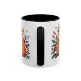 Fox Mug, Winter Berries, Cute Watercolor Animal Coffee Cup, Fox Lover Gift, 11oz 15oz Ceramic Accent Mug — 11oz / Black — back