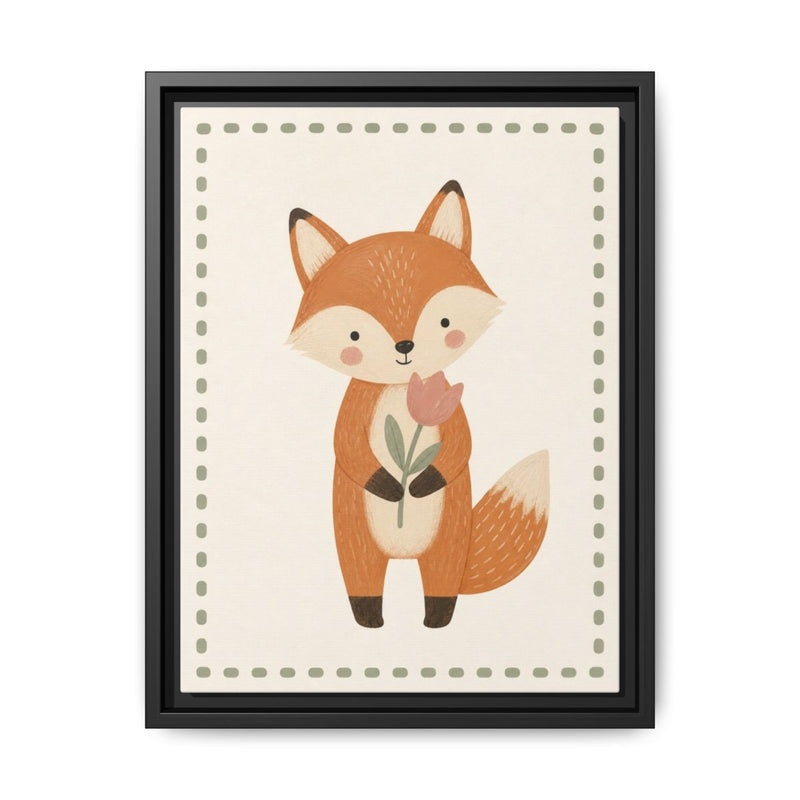 Fox Tulip Framed Nursery Canvas, Storybook Kids Room Wall Art, 12x16 18x24 — 6ad8669d4a87cc6e1a0e5ed2_88292_103215_front