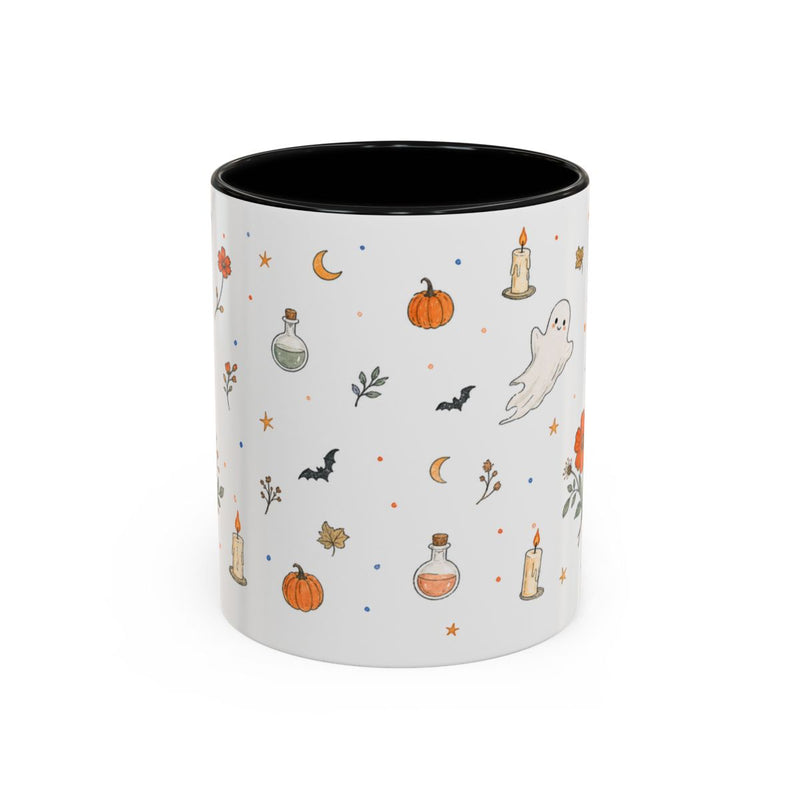 Friendly Ghost Halloween Mug | Pumpkin Flower Watercolor Gift | Accent Cup 11oz 15oz — 6ad86ece4a87cc6e1a0e6a69_72180_102752_front