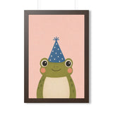 Frog Party Hat Framed Nursery Wall Art, Storybook Kids Room Decor, 16x24 20x30 Poster — Front view — Photo 4