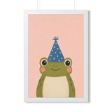 Frog Party Hat Framed Nursery Wall Art, Storybook Kids Room Decor, 16x24 20x30 Poster — Front view — Photo 6