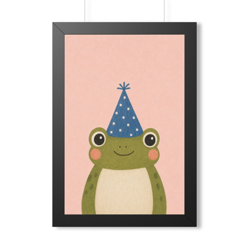 Frog Party Hat Framed Nursery Wall Art, Storybook Kids Room Decor, 16x24 20x30 Poster — 6ad86f8b75bf325e530b939a_69668_124096_front